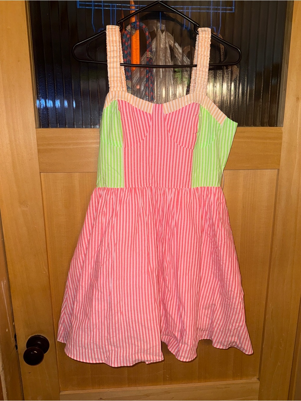 NWT English Factory Pink And Green Striped Mini Dress Size Medium